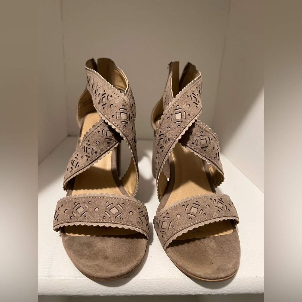 Beautiful suede taupe heels-lightly worn